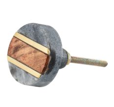 Round Grey Marble Wooden Cabinet Knobs